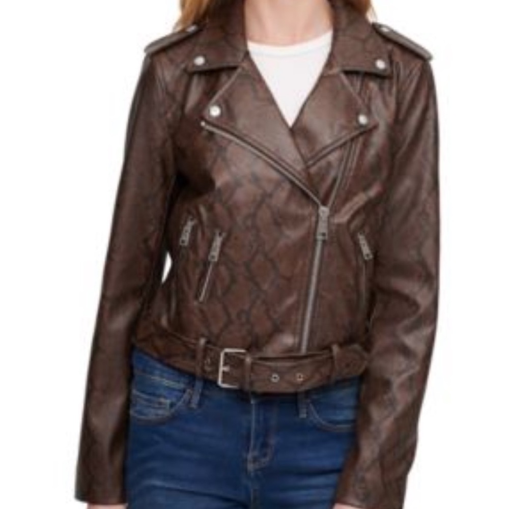 Levi's Women Faux Leather Moto Jacket size M Color Brown